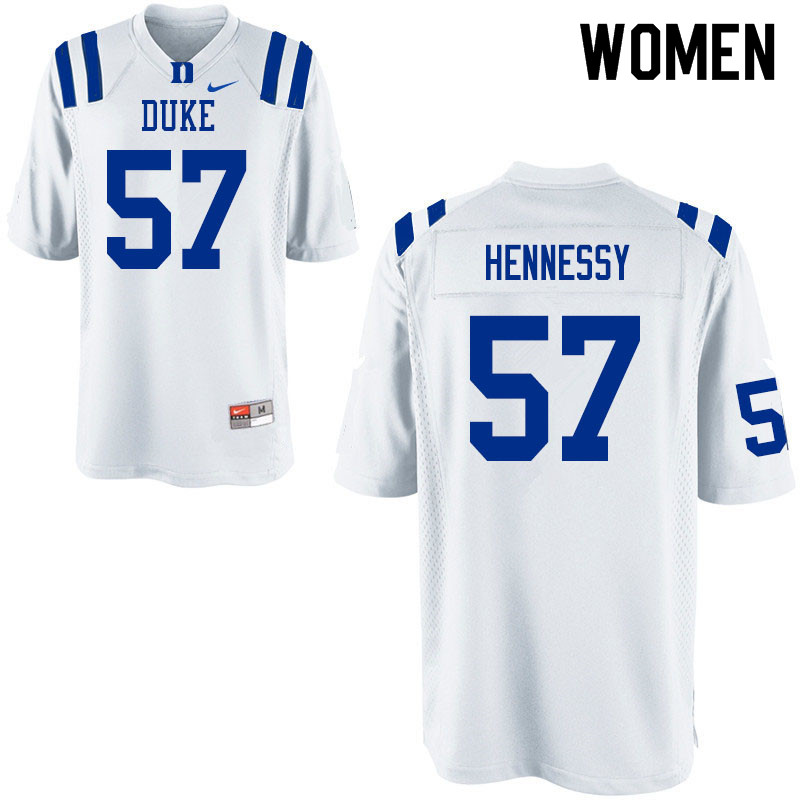 Women #57 Thomas Hennessy Duke Blue Devils College Football Jerseys Sale-White